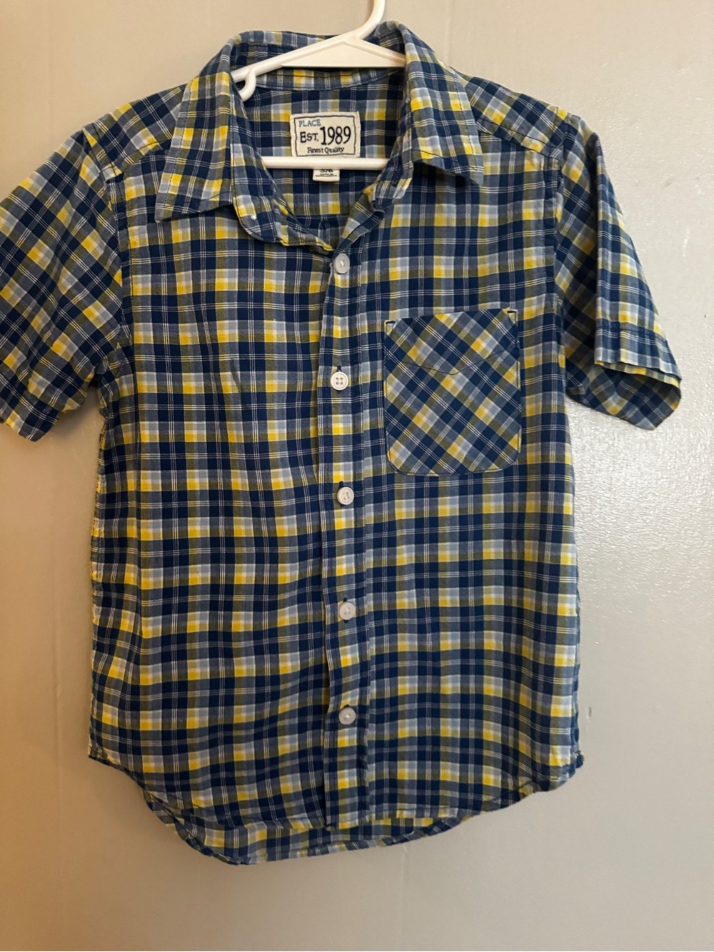 Place Boys' Blue & Yellow Plaid Button-Down Shirt